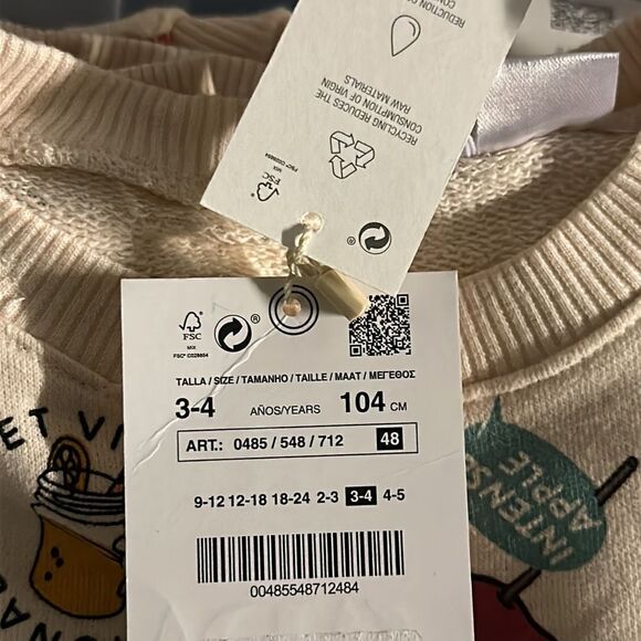 ZARA Kids | Cream | SWEATSHIRT WITH FACES - Picture 6 of 8